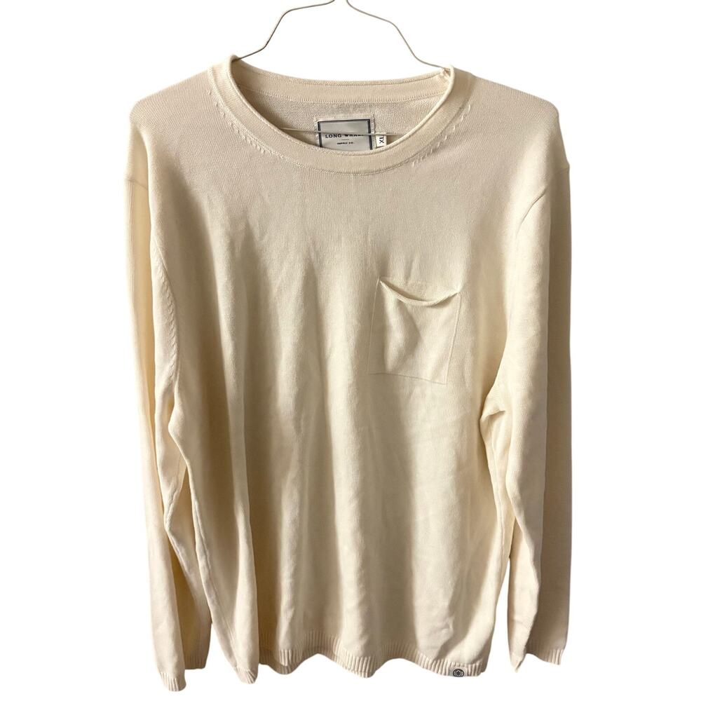 Long Wharf Supply Newport SeaWell Pocket Crew Sweater XL Men’s Cream